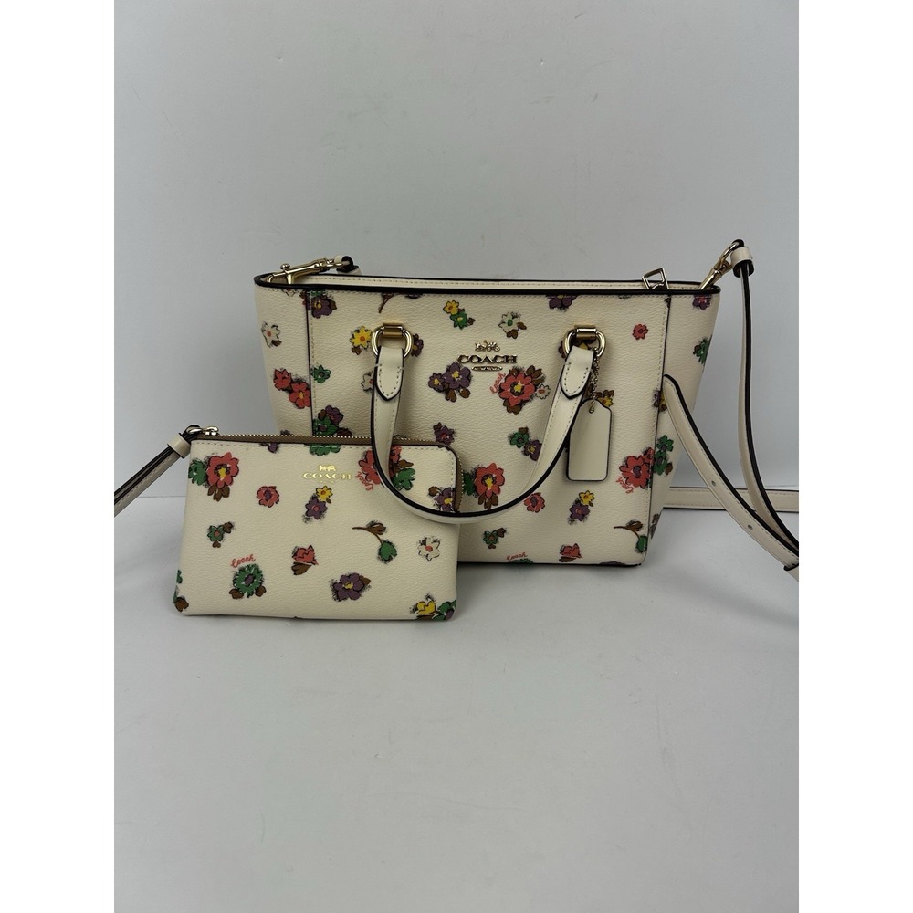 Coach Alice Satchel Crossbody Purse Bag Floral Print CA228 And Small Wallet